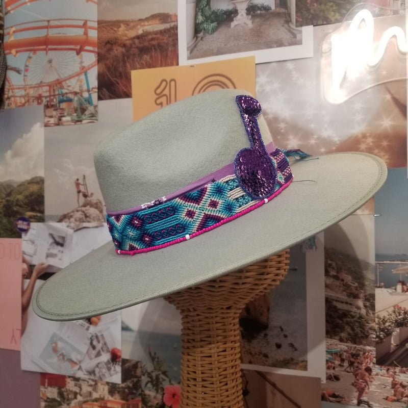 Sequin Music Note Hat in Purple