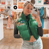 Green Leather Puffer Vest
