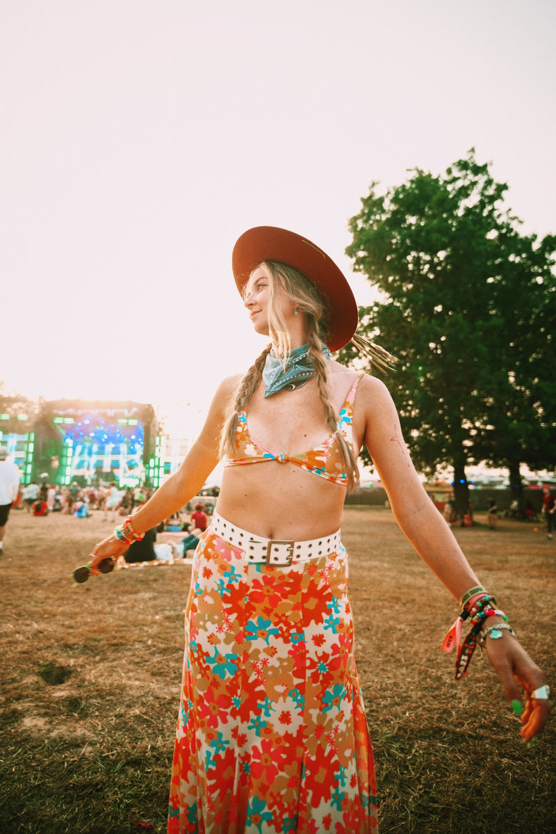 Retro Floral Maxi Skirt