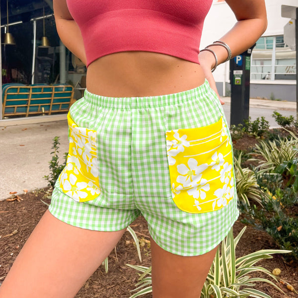 Gingham Green Patchwork Short