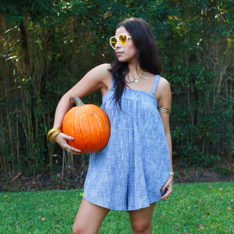 Blue Woven Romper