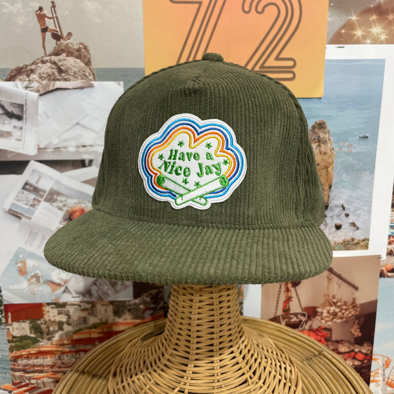 Corduroy Green Have a Nice Jay Hat