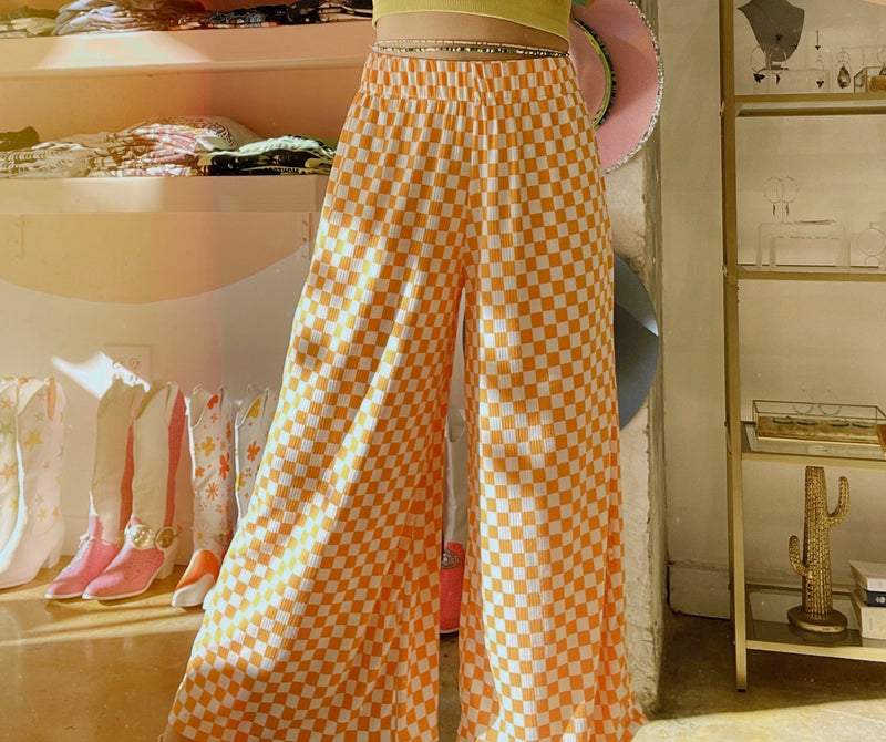 Checkerboard Wide Leg Pant