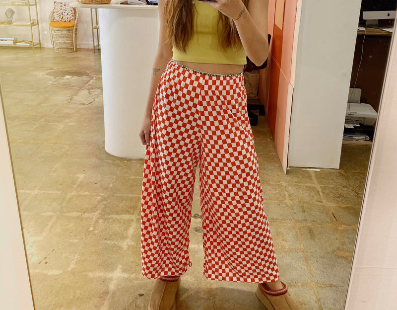 Checkerboard Wide Leg Pant
