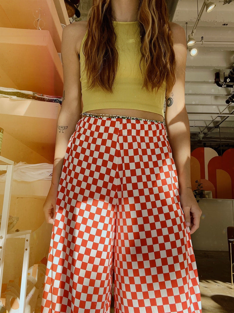 Checkerboard Wide Leg Pant