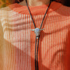 Steer Skull Bolo Tie with Turquoise & Coral Inlay WSL