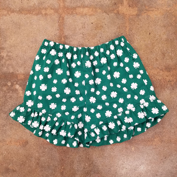 Seeing Double White Clover ruffle Shorts