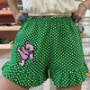Green Polka Dot Ruffle Shorts