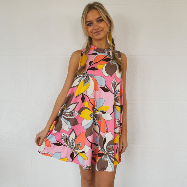Pink Floral Mod Swing Dress WSL