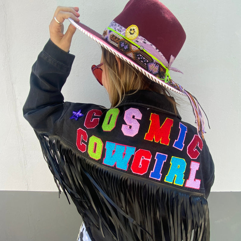 Cosmic Cowgirl Sequined Fringe Denim Jacket