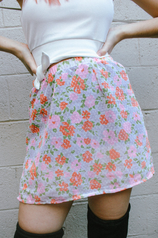Sheer Floral Mini Skirt