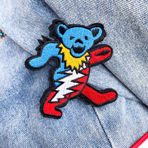 Dancing Bear Patch Red and Blue
